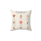 Seashell Chart Throw Pillow, Coastal Shell Decor