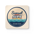 Sunset Sips Coaster Set of 4, Retro Beach Drink Coasters