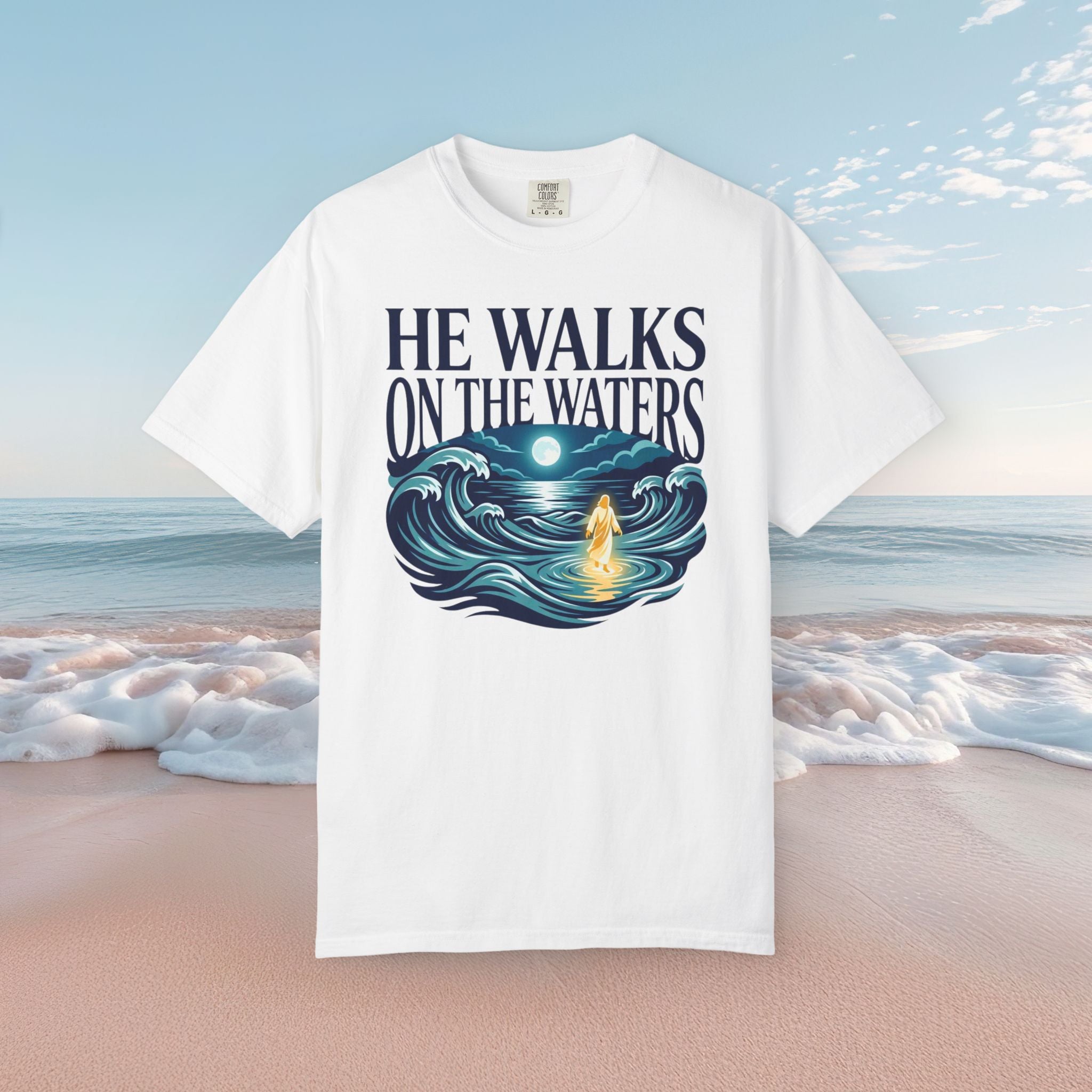 He Walks On Waters Faith Tee