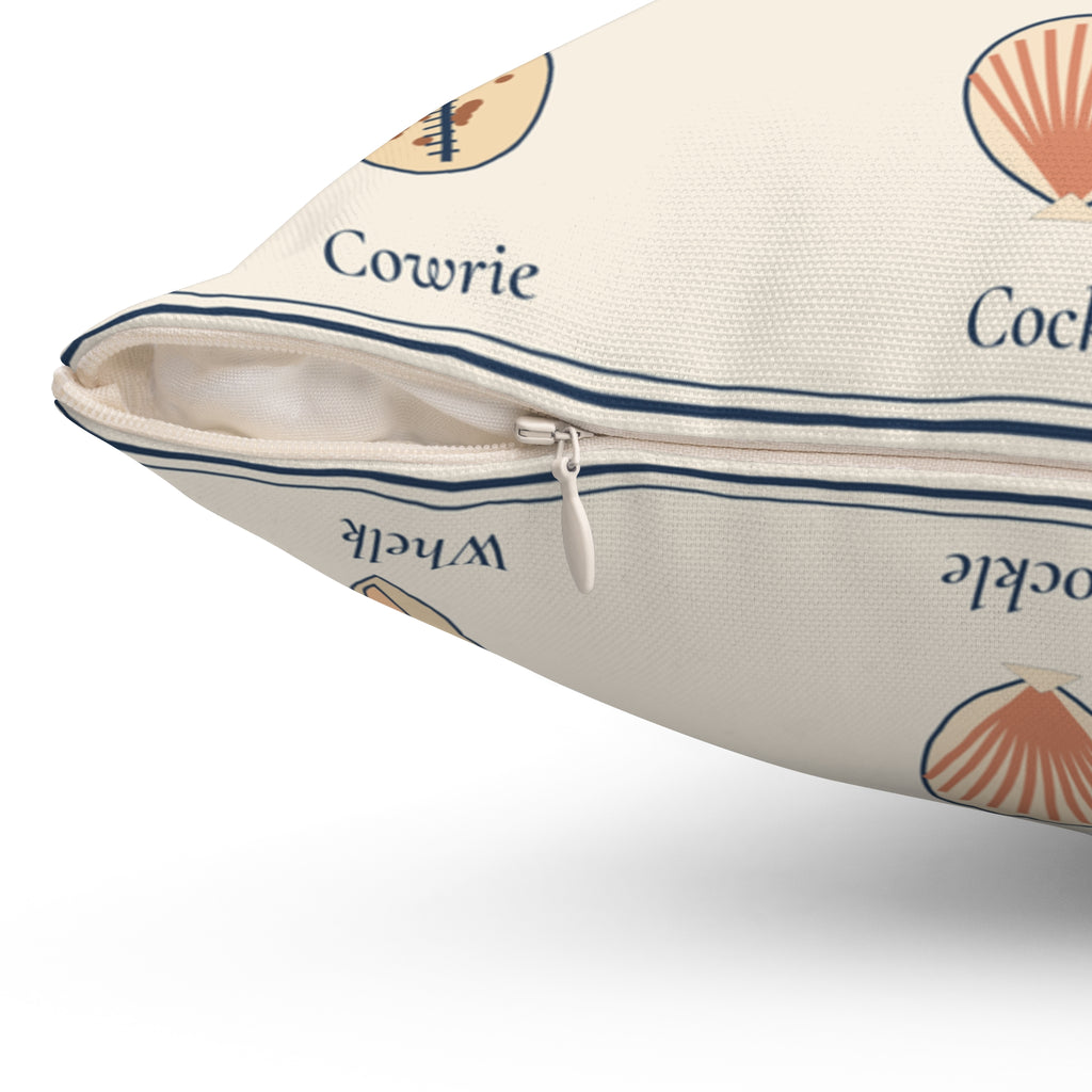 Seashell Chart Throw Pillow, Coastal Shell Decor