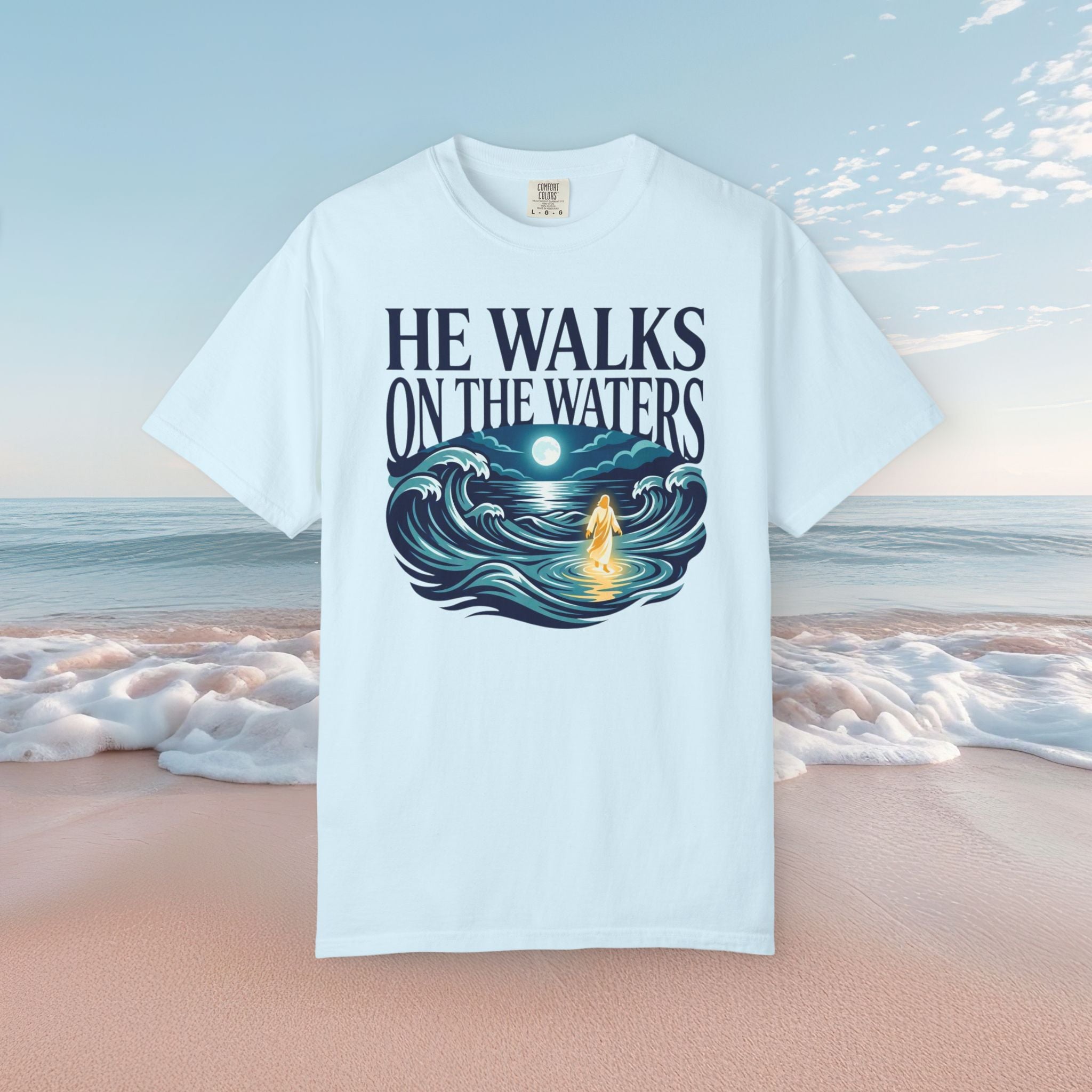 He Walks On Waters Faith Tee