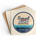 Sunset Sips Coaster Set of 4, Retro Beach Drink Coasters