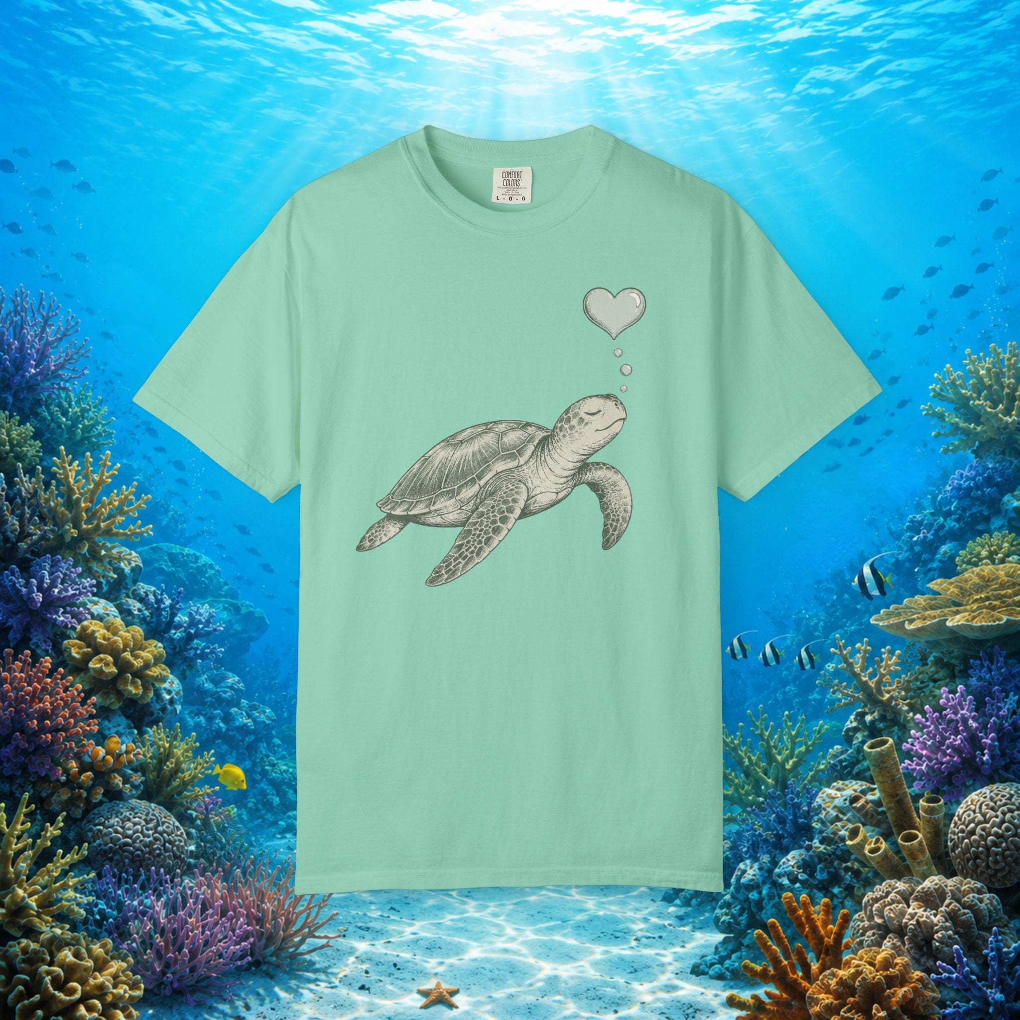 Sea Turtle Heart Bubble Tee