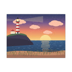 Lighthouse at Sunset Canvas Wall Art, Coastal Print