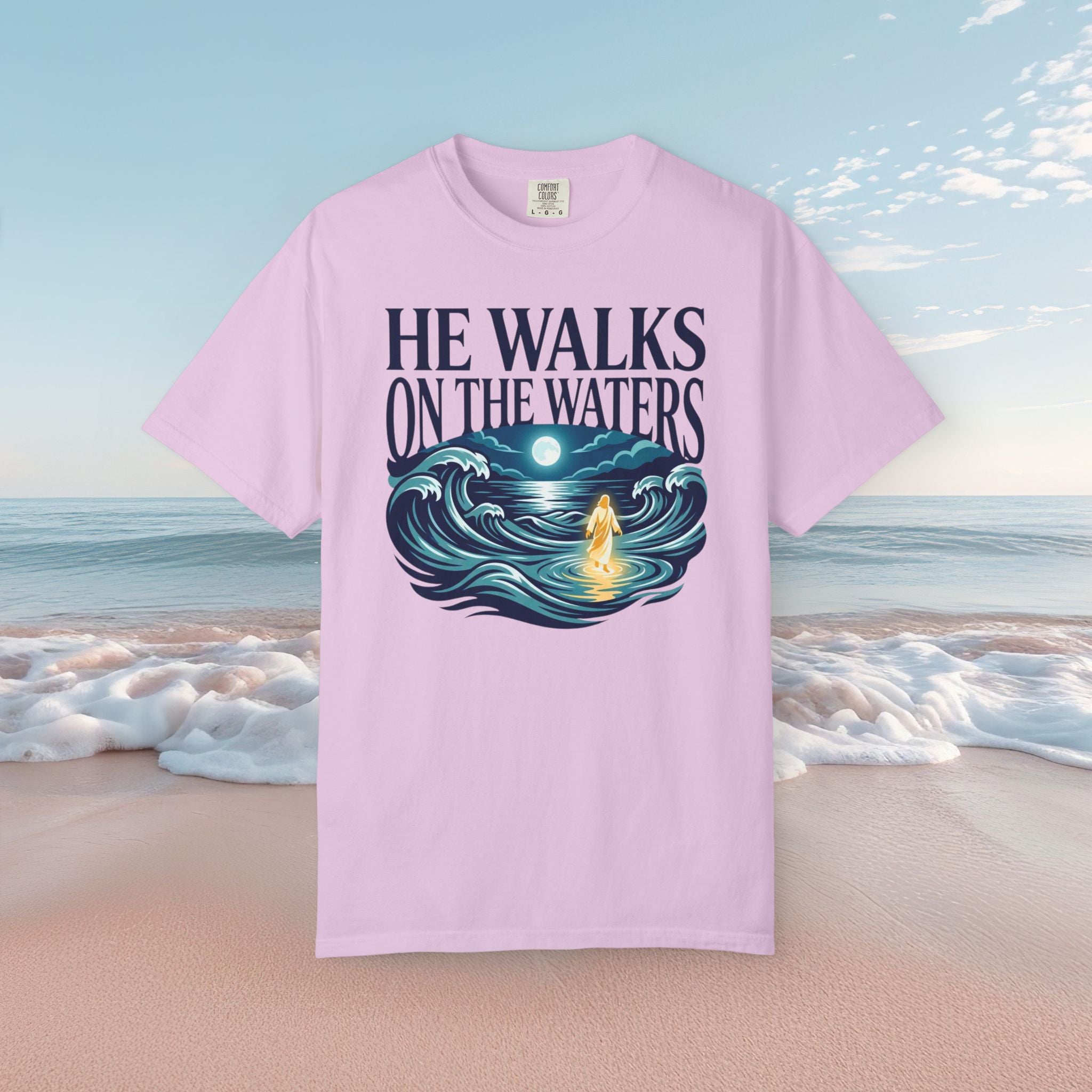 He Walks On Waters Faith Tee
