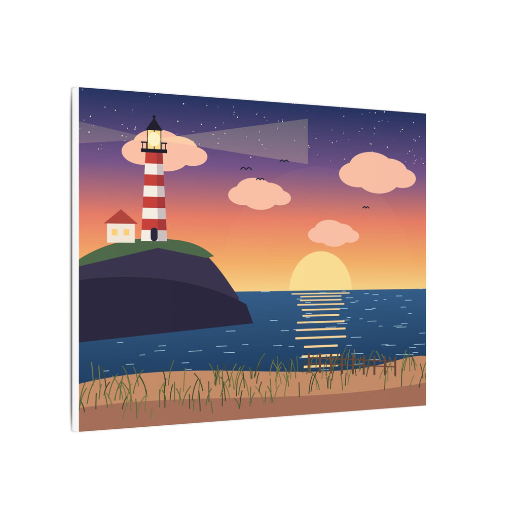 Lighthouse at Sunset Canvas Wall Art, Coastal Print