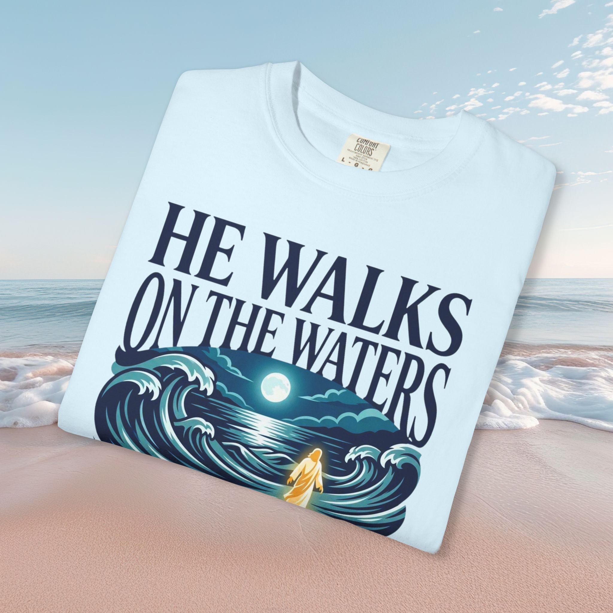 He Walks On Waters Faith Tee