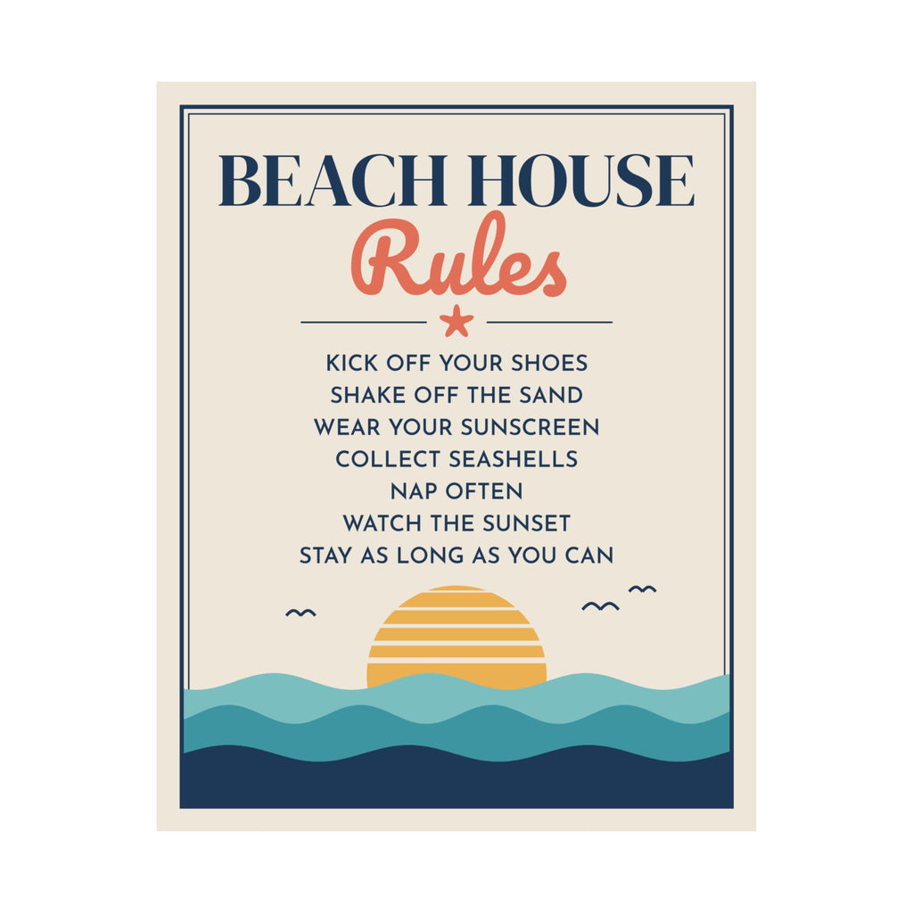 Beach House Rules Poster, Coastal Wall Art Print