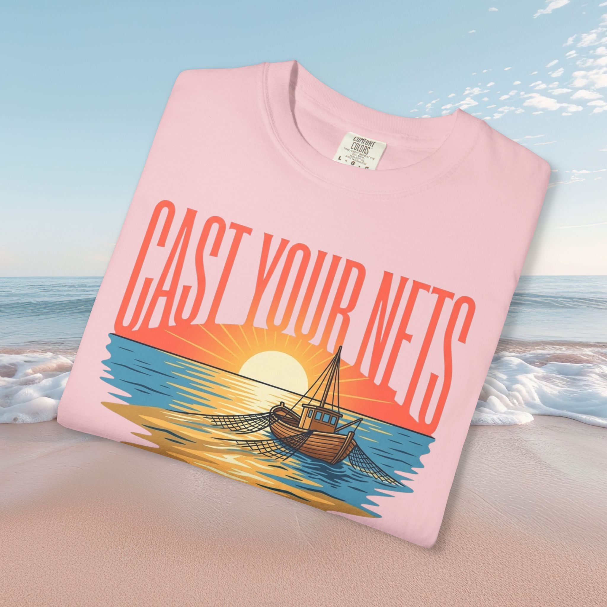 Cast Your Nets Sunset Faith Tee