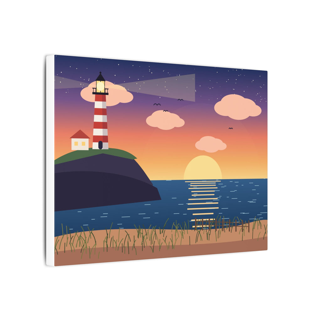 Lighthouse at Sunset Canvas Wall Art, Coastal Print