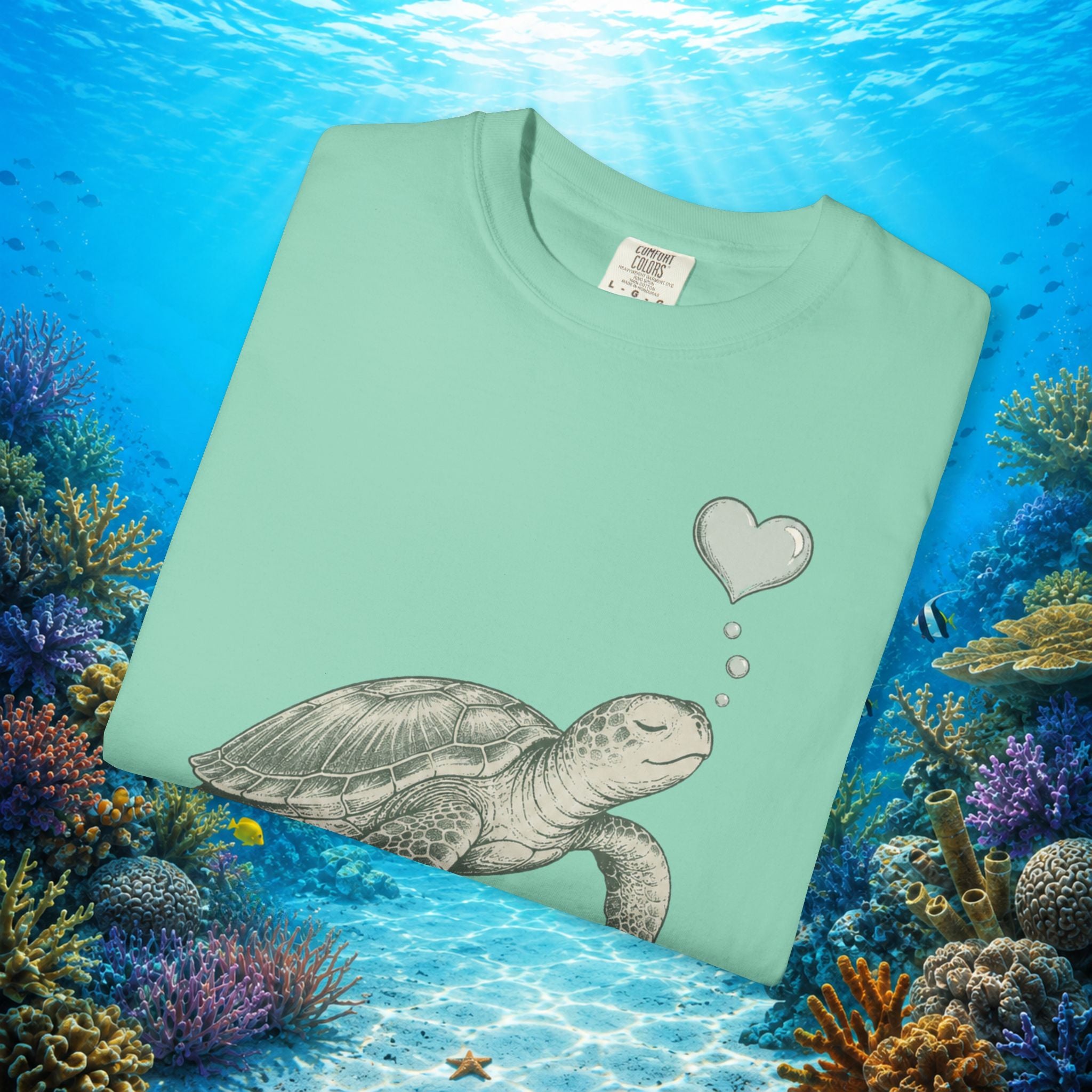 Sea Turtle Heart Bubble Tee