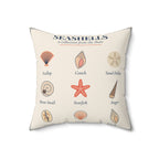 Seashell Chart Throw Pillow, Coastal Shell Decor