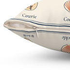 Seashell Chart Throw Pillow, Coastal Shell Decor