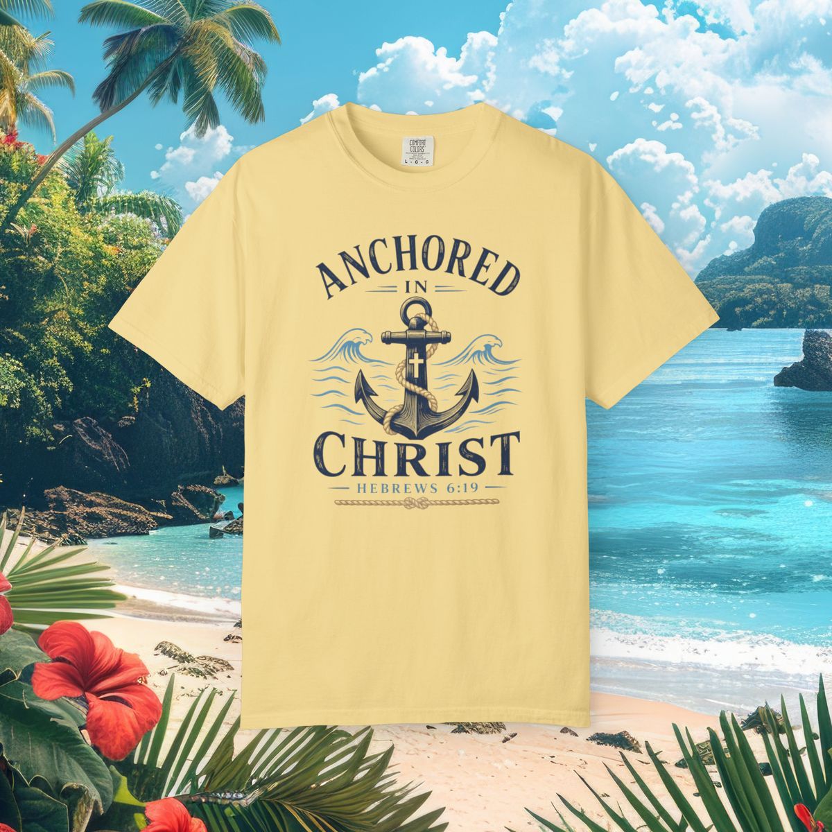Anchored in Christ Faith Tee - Butter