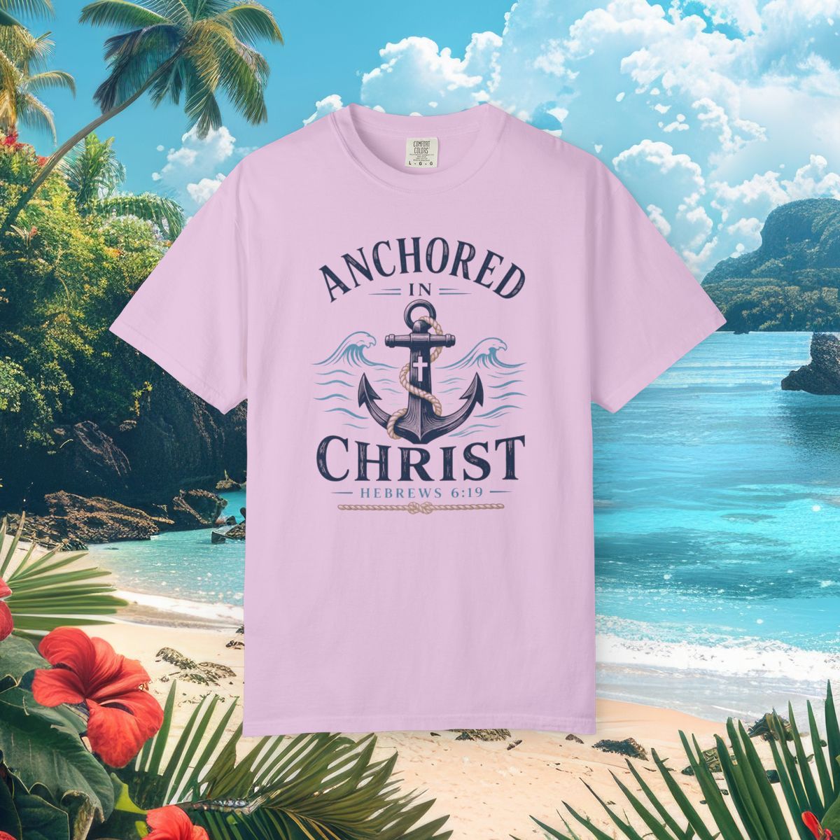Anchored in Christ Faith Tee - Orchid