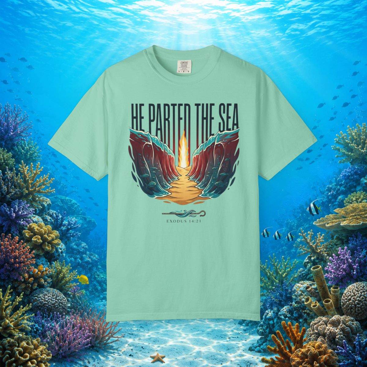 He Parted the Sea Faith Tee - Island Reef