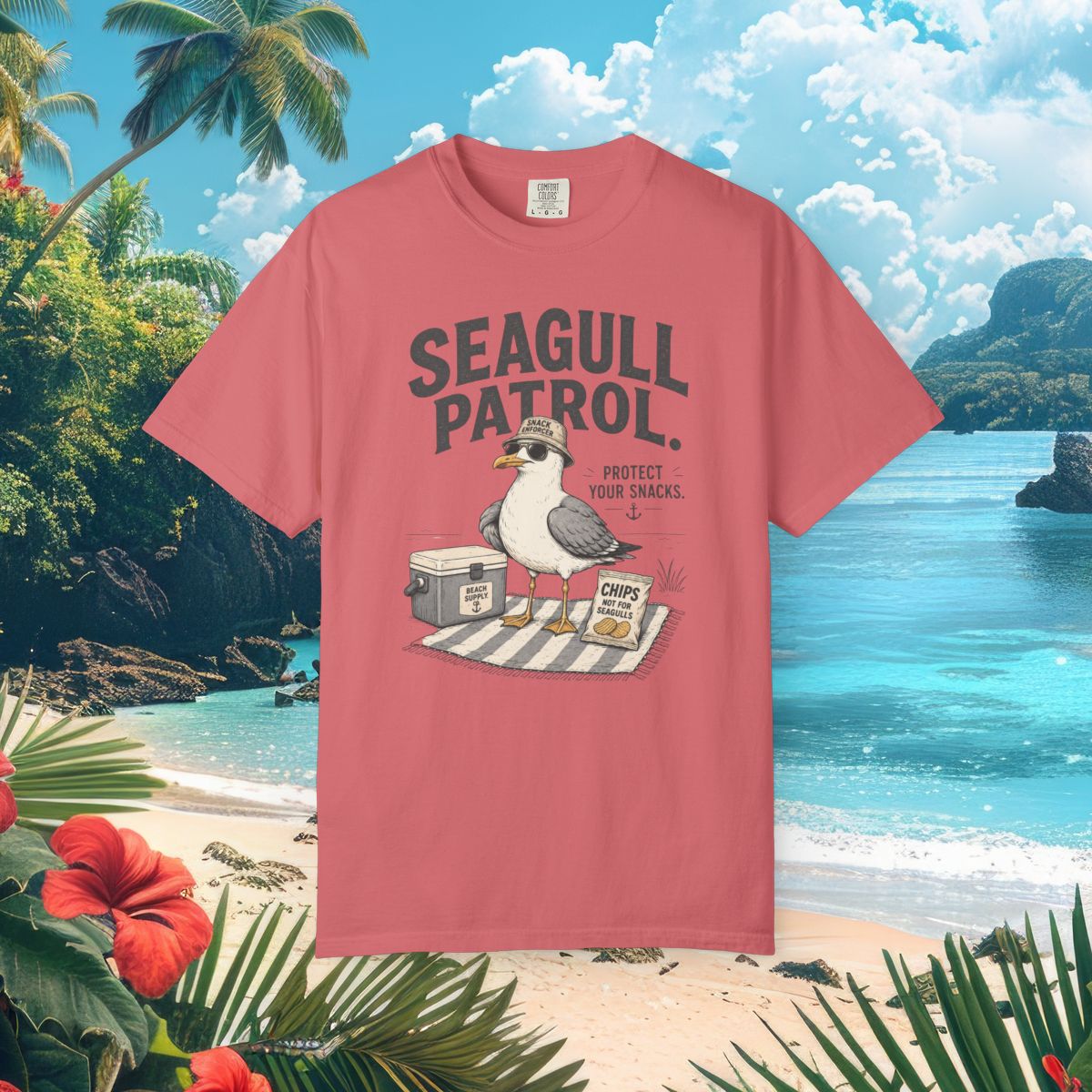 Seagull on Snack Patrol Tee - Watermelon